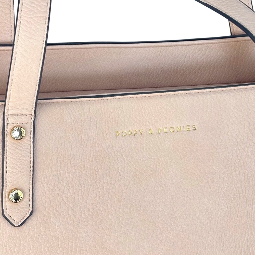 Poppy & Peonies Tote Commuter Backpack Set Blush Pink Gold Vegan Leather - Picture 12 of 16